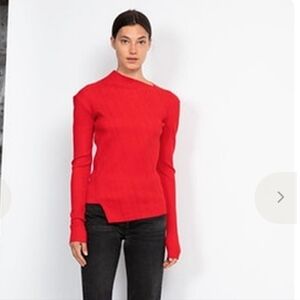 Rag & Bone Ribbed Jade Top Cherry Red Size L